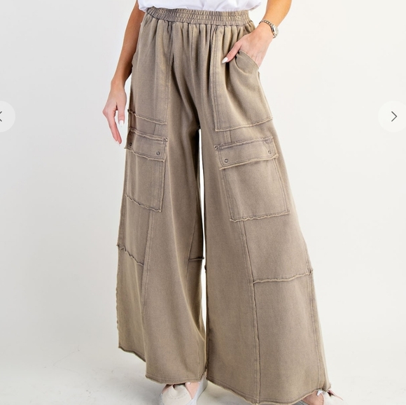 easel Pants - E23 Easel Faded Olive Tan Mineral Wash Wide Leg Standard